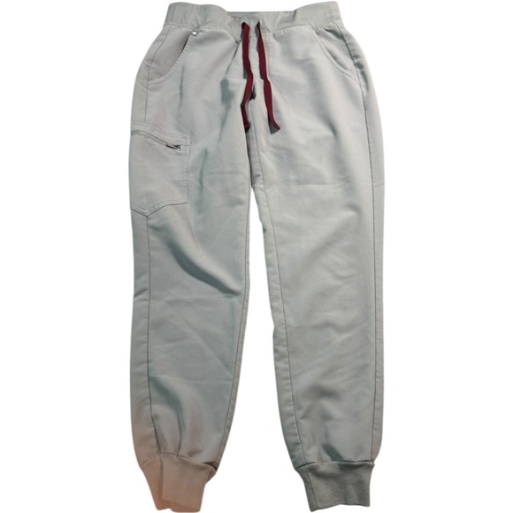 FIGS Scrub Set Womens Small Light Gray Catarina Top Zamora Jogger Pants - Picture 6 of 8